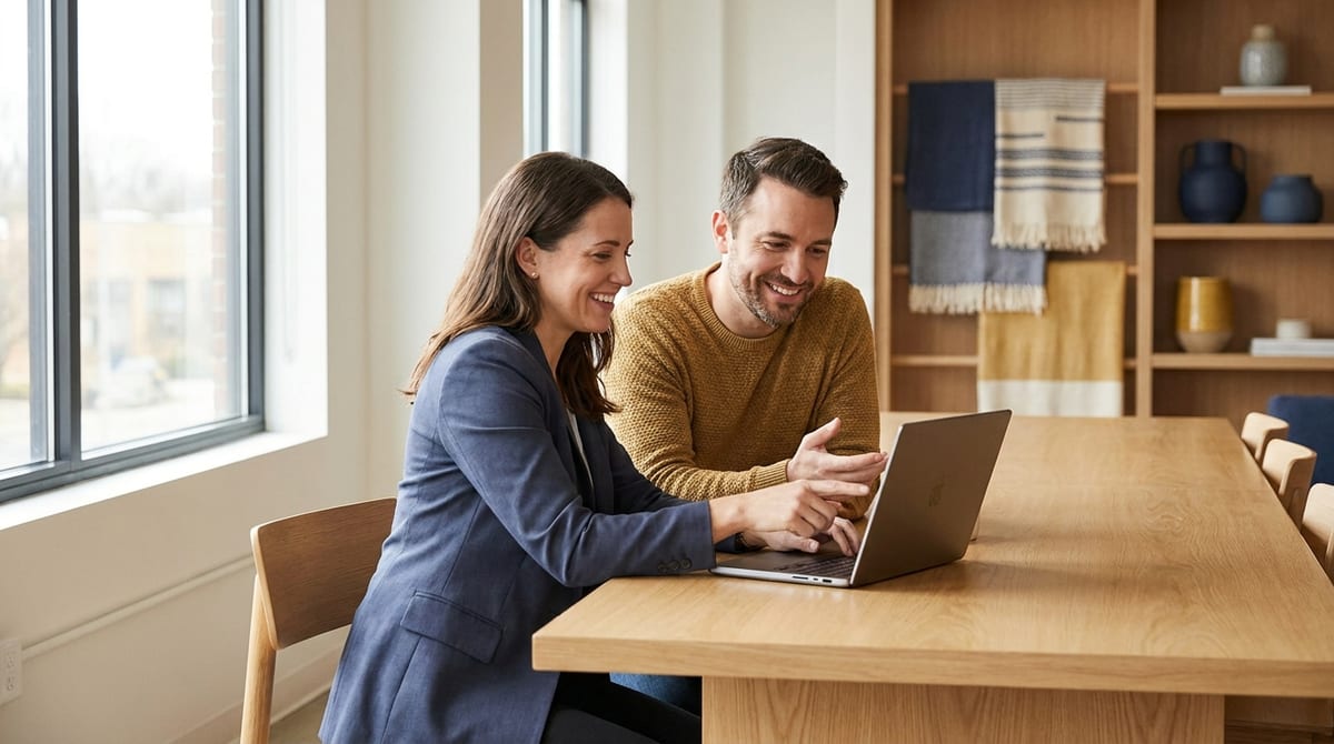 Two Xcelo recruiters reviewing a candidate profile together